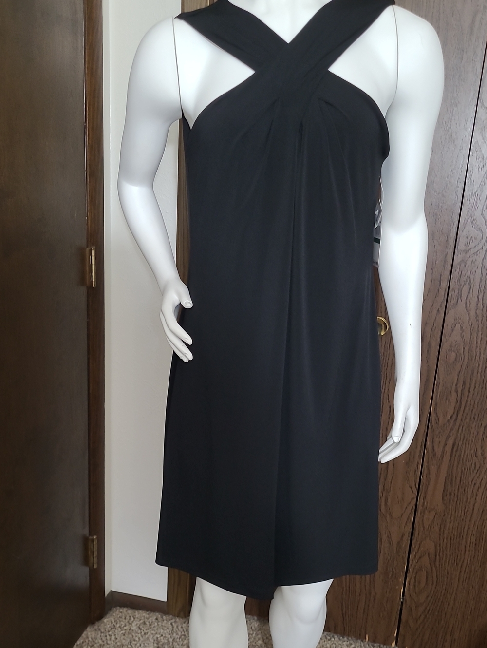 Michael Kors Black One-Shoulder Cross-Front Dress